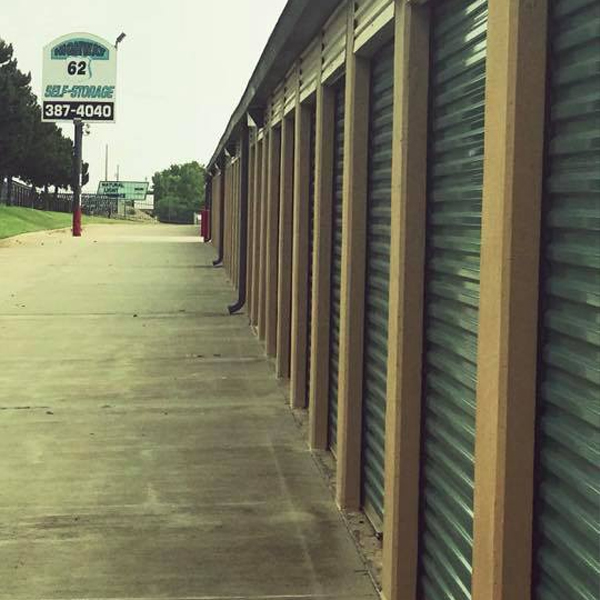 Clean, well-maintained drive lane between storage units